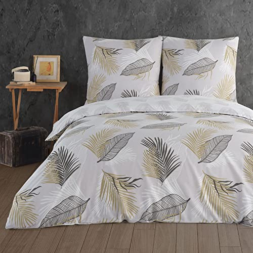 Buymax Bettwäsche 200x220 cm – Bettwäsche Set 3-teilig 200 x 220 cm, Renforcé 100% Baumwolle, Bettbezug mit 2 Kissenbezügen 80x80 cm, Oeko-TEX, Reißverschluss, weich und atmungsaktiv