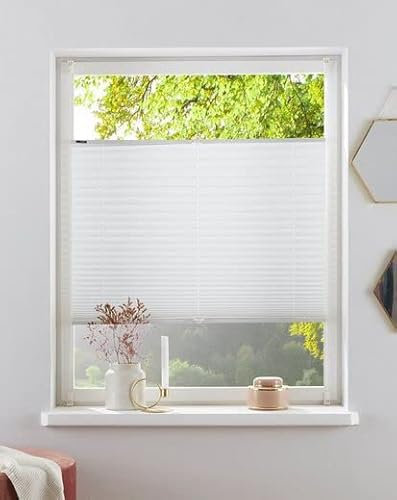 My Home Klemm Plissee Easyfix Plisseerollo weiß ohne Bohren Crush Optik (H/B: 130/110 cm)