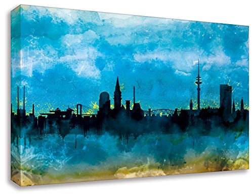 Kunstbruder Wandbild - Hamburg Skyline - Beach (div. Größen) 3D 4cm - Zimmerbild Streetart Kunstdruck auf Leinwand Gemälde 100x150cm