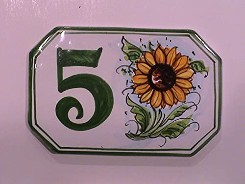 Civic numbers and ceramic plates LATERAL SUNFLOWER - you can order here your personalized number