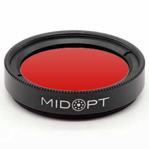 MidOpt Light Red Bandpass Filter for Machine Vision, BP Series, Broad Bandwidth, Range: 615-645nm, BP635-25.5, Fits M25.5 Lens Filter Thread