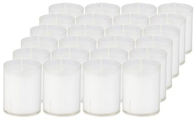 Sovie CANDLES Refill Kerzen Klar 24 Stück - Kerze in Kunststoff-Hülle - ca. 24 Stunden Brenndauer - Kerzen Deko Innen & Außen - Schützt Glas & Dekoration