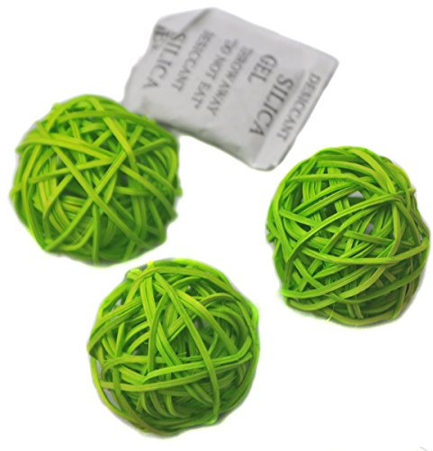 Ougual Natural Wicker Rattan Balls Table Wedding Party Hanging Wobble Ball Christmas Decoration (4cm, 10pcs, Green)