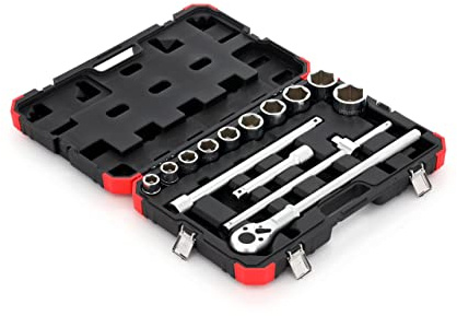 Gedore Red Steckschlüsselsatz, 14-teilig, 3/4 Zoll | Umschaltknarre, Verlängerung, Steckschlüssel, Quergriff