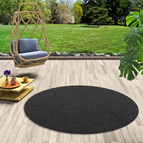 Snapstyle Kunstrasen Rasenteppich mit Noppen Kingston Anthrazit Rund in 5 Größen