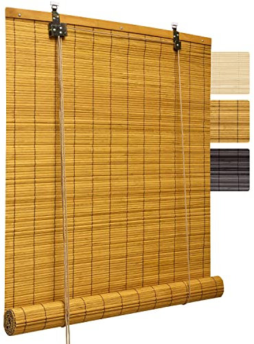 Sol Royal Tenda a Rullo in bambù 140x160cm SolDecor B86 - Tenda Rullo Finestra - Tenda a Rullo per Interni in bambú - Veneziana per finestre, Porte e balconi - avvolgibile Caramello