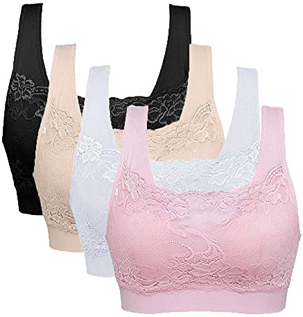 Vertvie Damen Strech Ohne Bügel Push up Yoga Sports BH Bra Top Set Für Fitnesstraining Polsterung 2er/3er/4er Pack