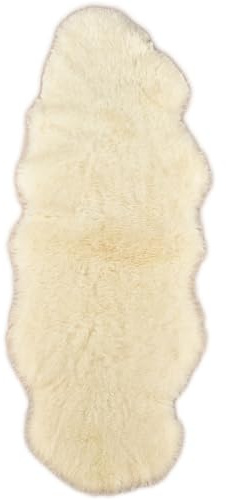 generisch ÖKO Island LAMMFELL Teppich DOPPELFELL BETTVORLEGER Creme Weiss CA. 180 x 60 cm Fell Teppich KURZWOLLIG AUS 2 ÖKO Island LAMMFELLEN