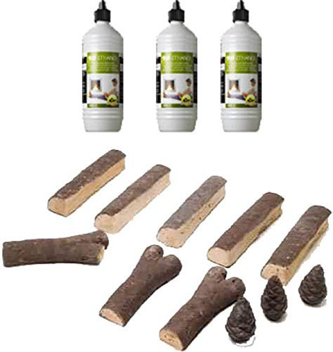 Starter Set per camini a bioetanolo, in legno di ceramica ignifugo, 14 pezzi