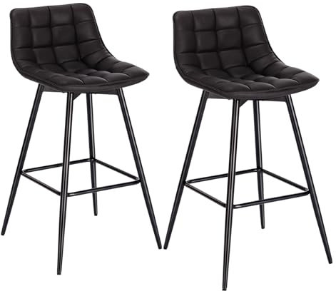 WOLTU Barhocker 2er Set Designer Barstuhl Hocker Tresenhocker Bistrohocker mit Fußstütze Kunstleder Metall Anthrazit