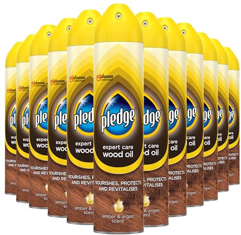 Pledge Revive It, Moisturising Oil, Furniture Polish, Amber & Argan Scent 250ml, Pack of 12