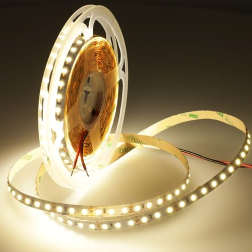 JANDEI - 12V LED Strip Lights Natural White 4200K 5M 600LED SMD2835 Wide Cuttable Flexible Tape IP20 Indoor Use Lighting
