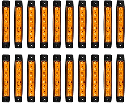 Biqing Feux de Gabarit, 24V Feu de Gabarit Remorque LED Arrière Avant Indicateur de Position en Lumière Imperméable pour Camion Remorque Camion Bus Bateau (Jaune)