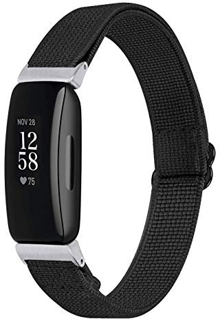 Chofit Strap Compatible with Fitbit Inspire 2 Straps, Adjustable Nylon Canvas Woven Elastic Arm Bands Replacement Sport Wristband for Fitbit Inspire 2 Fitness Tracker (Black)
