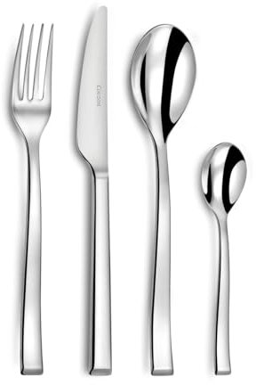 COUZON - Ménagère 48 couverts de table pour 12 personnes en coffre bois - Side - Acier inoxydable 18/10, Finition Miroir, Epaisseur 3.5 mm - Inox