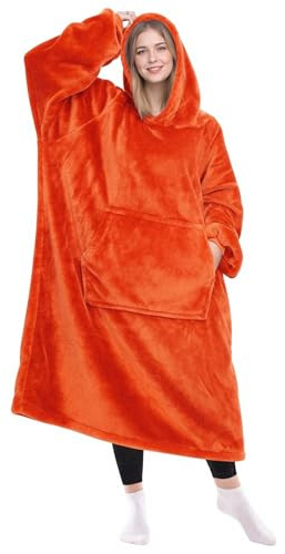 KPBLIS Tragbare Decke, Kapuzenpullover, Geschenke für Damen und Herren, gemütliches und warmes Fleece, übergroße Kapuzendecken, Sweatshirt mit Ärmeln und riesiger Tasche für Erwachsene und Kinder,