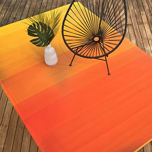 FAB HAB Outdoor-Teppich - wetterfest, farbecht, wendbar - recycelter Premium-Kunststoff - Ombre - Terrasse, Balkon, Garten - Kunststoffteppich Big Sur Sonnenuntergang, 150x240 cm