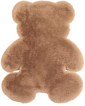 KRIPINC Alfombra Piel de Oveja Oso, Alfombra Pelo Largo Animales Suave para Salon, Niñas Infantil Habitación, Pie de Cama (Marrón, 75x105cm)