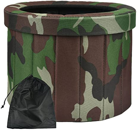 Portable Toilet Foldable, Outdoor Camping Toilet Campervan Commode Car Toilets Folding Stool, Light Seat Car Loo Camouflage, Outdoor Commode Cars Potty, Collapsible Camping Loos WC for Hiking Travel