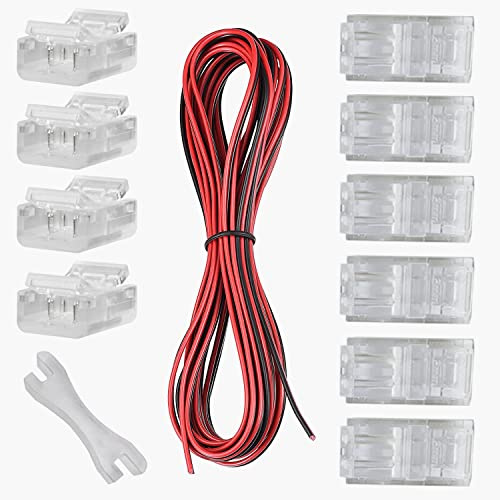 GTIWUNG LED Verlängerungskabel 5M/16.4ft, 2 Polig Band Verbindungskabel Strip Extension Kabel, inkl Lückenlose Stecker, 2-Poliger für 5050 3528 SMD Streifen Licht, T502