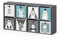 Vicco Kinderregal Grau Scutum mit 8 Faltboxen - 143x72x29 cm gefertigt aus Spanplatte - Bücherregal perfekt fürs Kinderzimmer, praktische Aufbewahrung für Bücher und Spielzeug