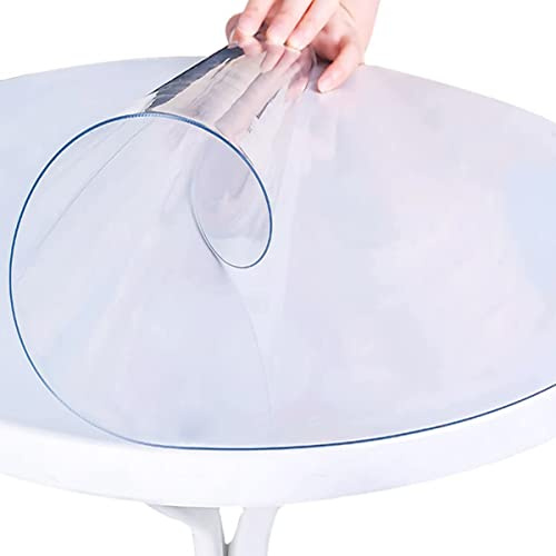 Newdvmmss Transparente runde Tischabdeckung, transparente PVC-Tischmatten, abwischbar, rutschfeste -Tischdecke, wasserdicht, rund (120cm)