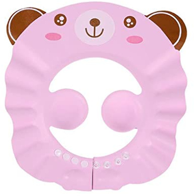 SunaOmni Babybadkappe, Kinder Shampoo Cap einstellbare Duschkappen Kleinkind Dusche Ohrschutz Schild Sonnenschutz Hut Wasserschutz Hüte (Rosa)