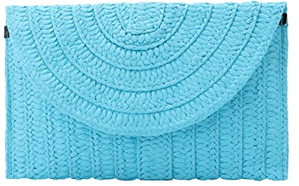 Syrads Pochette in paglia per donna Pochette estiva Pochette da spiaggia Pochette da spiaggia Borsa da spiaggia,Cielo blu