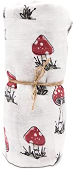 hutch&putch Mulltuch Bio Baumwolle 120x120cm - 100% Bio-Baumwolle - Spucktuch - Pucktuch - Kuscheltuch - Wickeltuch - Baby - Neugeborene - Geschenk zur Geburt (Fliegenpilz)