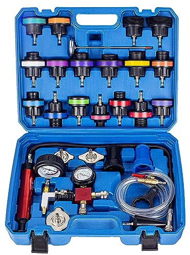 GOTLUCK 28PCS Cooling System Radiator Pressure Tester Kit,Vacuum Type Cooling System Kit,Universal Radiator Pressure Tester Kit