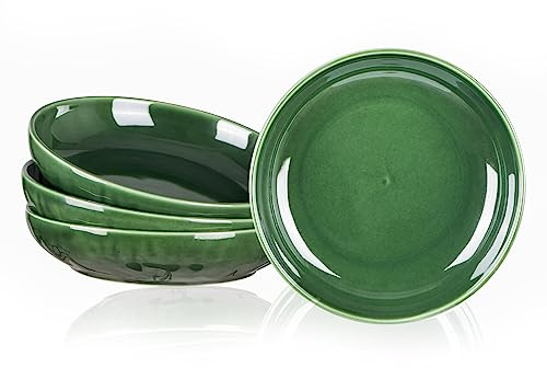 vicrays Salat- und Nudel-Servierschalen, groß, Keramik, breit, flach, 1,3 l, große Speiseteller, Schüsseln, Porzellan, 25,4 cm, niedrig, flach, Suppenschüssel, mikrowellen- und spülmaschinenfest