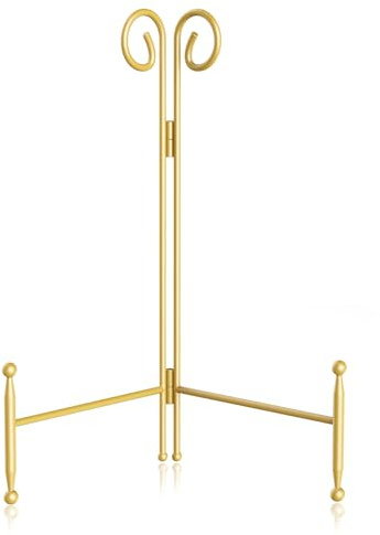 hopeme Golden Plate Stand for Display, 6 Inch Decorative Picture Frames Holder, Metal Easel Stand for Plate, Book, Photo, Card and Art