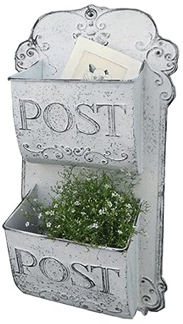 Post Box, Wall Mounted Letterbox, Letter Boxletterbox Metal Letter Box Double Layer Outdoor Wall Mount Mailbox French Rural Style Wind Leaving Message Storage Box Home Decoration mailbox ( Color : Whi