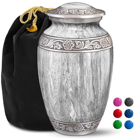 Everlight Memorials Urnen für menschliche Asche – Wasserlandschaften hellgrau große dekorative Urne für erwachsene Männer und Frauen – Begräbnisurnen für erwachsene menschliche Asche