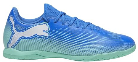 PUMA Men's Future 7 Play Indoor Trainer Soccer Shoes Sneaker, Hyperlink Blue-mint-white, 45 EU