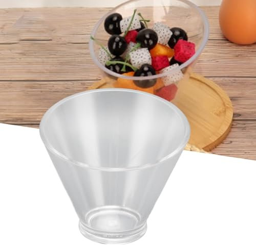 BLSYHDH Bol à Salade en Acrylique avec Design Incliné, Bols à Mélanger Transparents Accessoires de Bol de Service Polyvalents Idéal pour Les Pâtes, Les Fruits, Les Chips de(Grande taille 600ML)