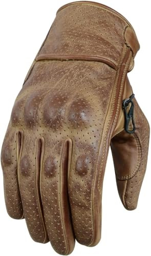 WMW WALI MOTO WEAR Cafe Motorradhandschuhe Motorrad Sommer Handschuhe Motorrad Chopper Handschuhe Motorrad Vintag Handschuhe (Brown, M)