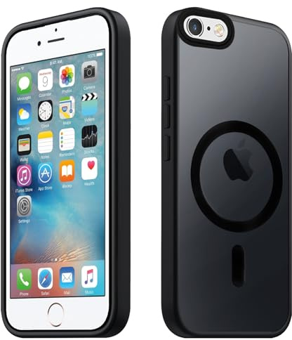 Tawarror Cover Magnetica per iPhone 6/ 6S, Traslucida Opaca Custodia per iPhone 6 PC Posteriore Anti-Graffio TPU Antiurto Antiscivolo Sottile Cellulare Protettiva Case, Nero
