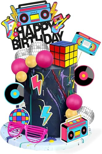 20 PCS 80s 90s Cake Toppers Retro Hip Hop Cake Decorations for Born in the 80's 90’s Decade Throwback Party Decorations Supplies (Hip Hop)