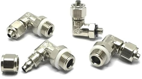 4 6 8 10 12mm OD Tube to M5 M6-M16 Metric Male Pneumatic Quick Twist Lock to Air Fitting Elbow Nickel Plated Brass(6-M6x1)