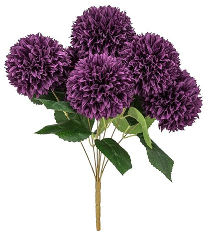 Abbott Collection Large 7 Pompom Dahlia Bouquet - Purple (17 L)