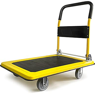Zusammenklappbarer Handwagen mit Plattform aus Stahl, Kleiner zusammenklappbarer Handwagen mit Schwenkrädern für Buchhandlungen und Restaurants, Transportwagen, Tragkraft 209 kg, Rollwagen