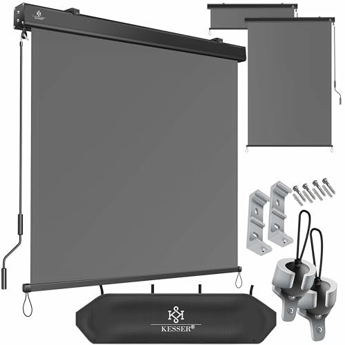 KESSER® store vertical 160 x 250 cm - Mécanisme à manivelle - Balcon - Protection solaire et brise-vue - Manivelle - Caisson pour balcon et terrasse - Kit de