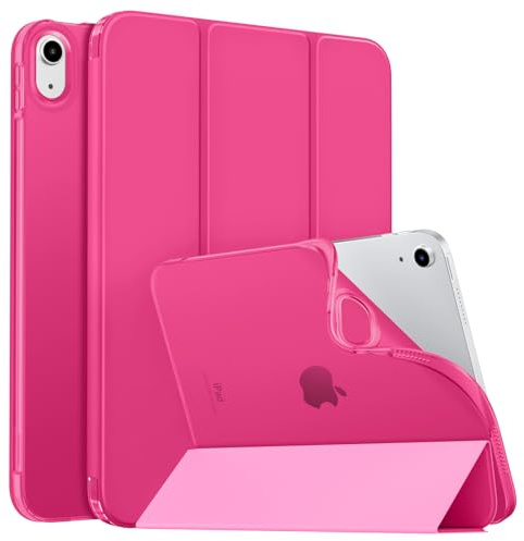 MoKo Case for New iPad (A16) 11th Generation 2025/10th Gen 2022, iPad 11/10.9 Cover Soft TPU Translucent Frosted Back Cover Slim Shell Protective with Adjustable Angles, Auto Wake/Sleep, Bright Pink