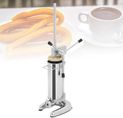 IUokLU Máquina Manual para Hacer Donuts españoles Verticales de Acero Inoxidable con 5 moldes Máquina para Hacer Donuts españoles para el hogar Restaurante Panadería,2 litros