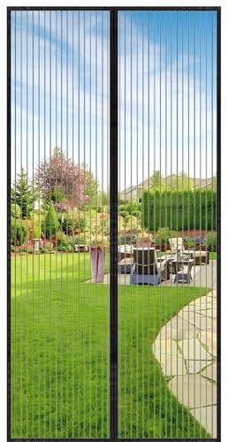 HZDHCLH Fliegengitter Tür Magnet 90x210cm Insektenschutz Verwendet für Balkontür Schiebetür Terrassentür ohne Bohren Schwarz