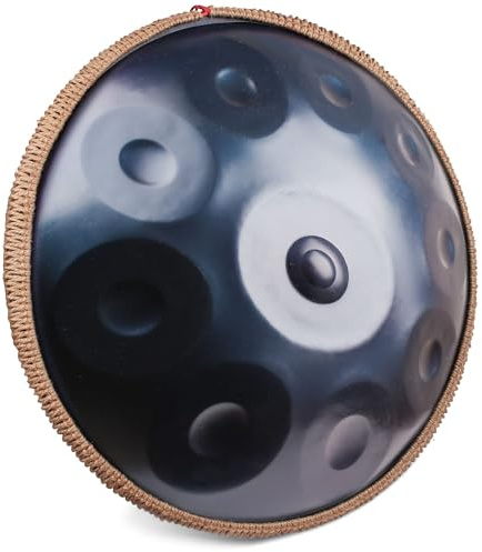SQSXCKIQ Blaue harmonische Handpan-Trommel in d-Moll, 10 Töne, 22 Zoll, Stahlzungentrommel mit weicher Handpan-Tasche, harmonische Perkussion für Klang, persönliche Meditation, Yoga