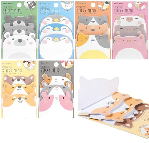 YOYEAH 270 Stück Haftnotizen Set, Selbstklebend Sticky Notes, Niedliche Tierdesigns, Lustige Haftnotizen Kawaii Notizzettel Klebezettel für Schule & Büro
