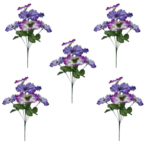 cocoontail Künstliche Stiefmütterchen, Seidenblumenstiele – realistische künstliche Blüten für Hochzeitsdekoration, Heimarrangements, Fotografie-Requisiten, Outdoor-Vasen, 5 Stück