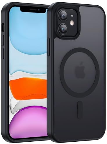 Pnakqil für iPhone 11 Hülle, Kompatibel mit MagSafe, Stoßfest Kratzfest Schutzhülle, Matt Transluzente Magnetisch Handyhülle für iPhone 11 Case, Anti-Vergilbung Anti-Fingerabdruck, Schwarz